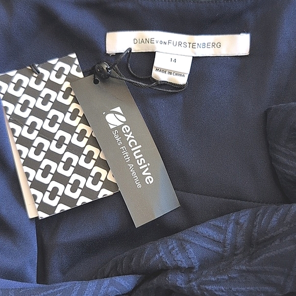 Diane Von Furstenburg Womens 14 Saige Dress Midnight Blue Silk Designer Luxury - Picture 7 of 12